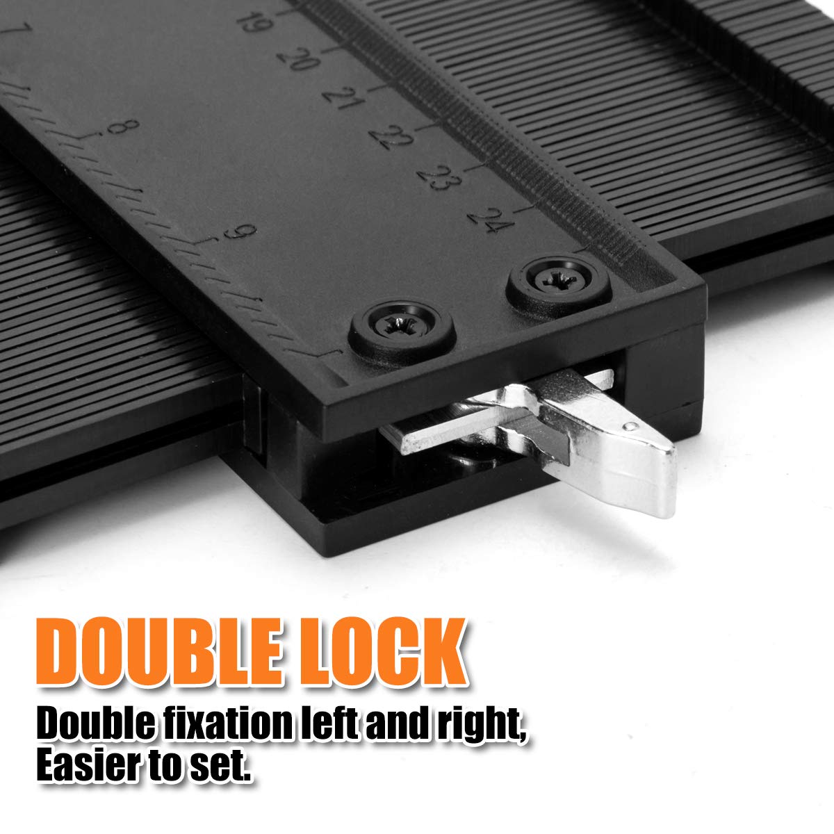 Saker Connection Profile Gauge-Adjustable Lock-Must Have Tool for DIY Handyman, Construction (5+10 INCH, BLACK+BLACK)