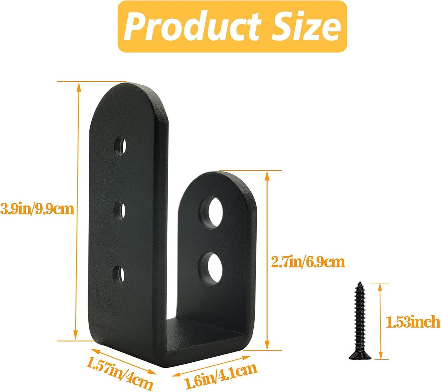 2 Pack Heavy Duty 2x4 Door Barricade Brackets Steel U Bracket Drop Open Bar Security Holder Door Lock Brackets for Home, Barn, Shed, Garage, Gate to Security Door Reinforcement Fits Holder Bar, Black