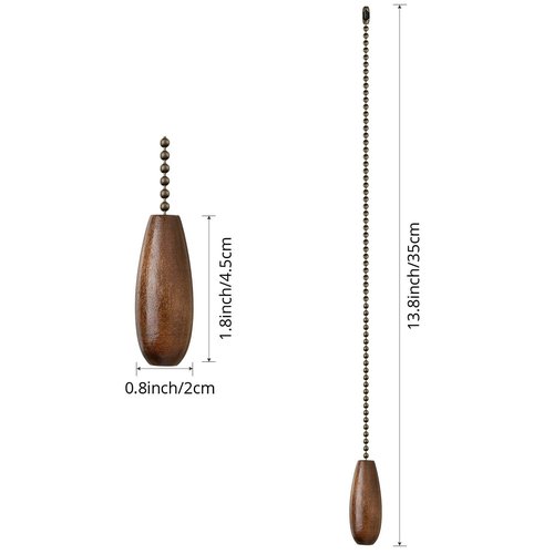 4 Pieces Ceiling Fan Chain Pulls Extender Wooden Pull Chain Extension Ornaments for Ceiling Light Lamp Fan(Walnut Color)