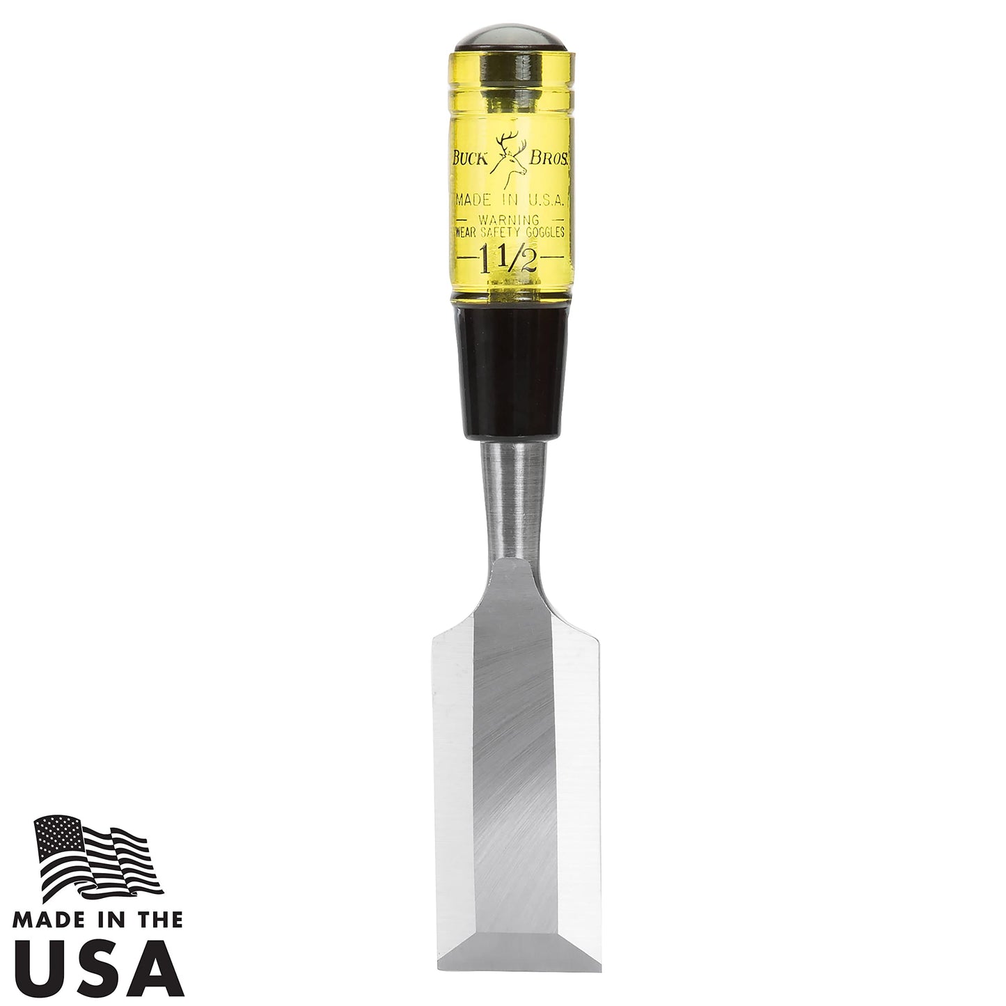 Buck Brothers 120108BC 1-1/2" Wood Chisel Made in USA, For Paring and Finishing Cuts in Carpentry and Woodworking, Tempered Tool Steel Blade, Mallet-Safe Handle