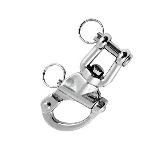 2/4 PCS Heavy Duty Marine 316 Stainless Steel Fixed Snap Shackle Quick Connect Shackle Snap Hook Rigging for Sailboat Yacht W/2 Rings (2, Overall Length:70mm)