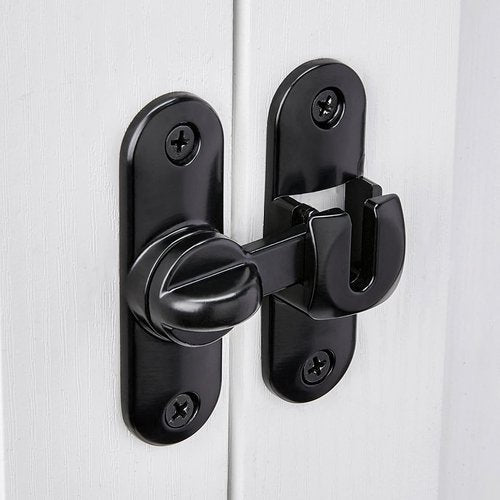 INIRET Black Barn Door Latches,90/180 Degree Gate Lock,Flip Gate Latches Hardware,Zinc Alloy Right Angle Door Lock Latch,Door Security Sliding Door Latch Lock for Cabinets,Bathroom.