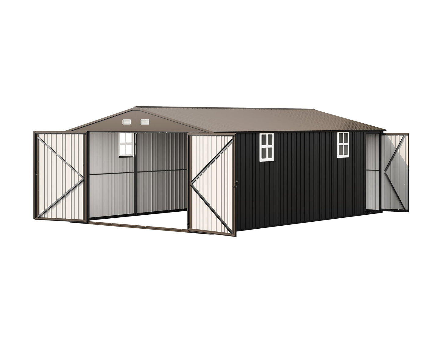 Jocisland 13.2x20.7x8 FT Heavy Duty Carport, Metal carport with 2 Lockable Doors & 4 Windows, Carport Canopy for for Car, Truck, Garbage Can, Tool, Lawnmower, Grey