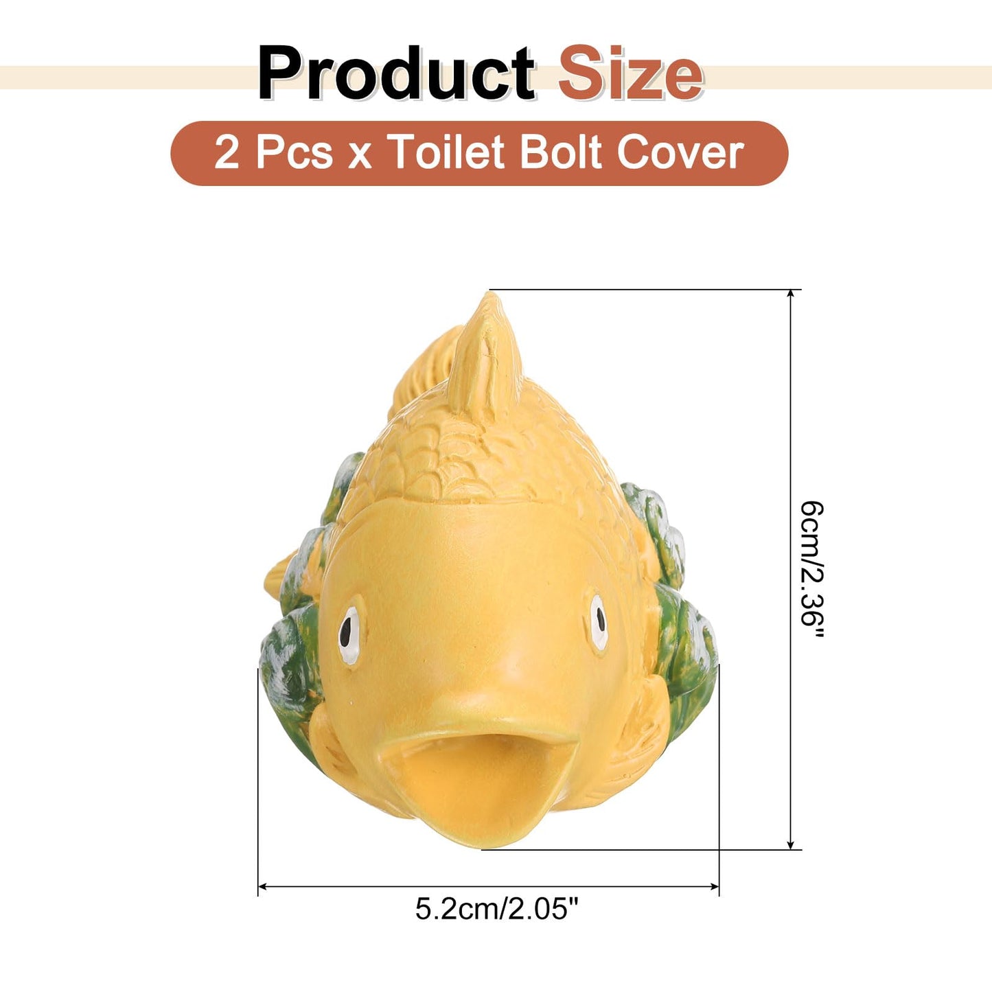 uxcell 2 Pcs Toilet Bolt Covers, Ceramics Toilet Bolt Cap Fish Decor Covers Cute Fish Toilet Screw Cover Caps for Decor Bathroom 3.94"x2.05"x2.36", Yellow