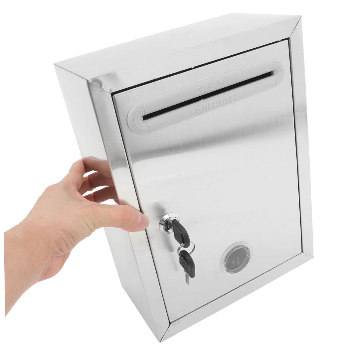 Gadpiparty Lockable Stainless Steel Donation Box Wall-mounted Suggestion Box Slot for Letters Ballots and Donations Metal Construction for Office and Public Use
