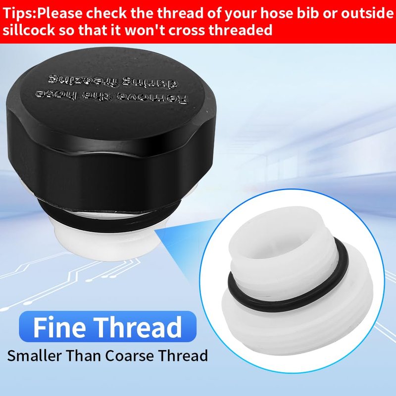 Langina 2PCS ASSE 1019-A Repair Kit(Fine Thread), ASSE 1019 A Vacuum Breaker Replacement, Anti Siphon Valve Repair Kit, 2PCS Outdoor Faucet Repair Kit(Black) with 3/4"GHT Hose End Caps(Black)
