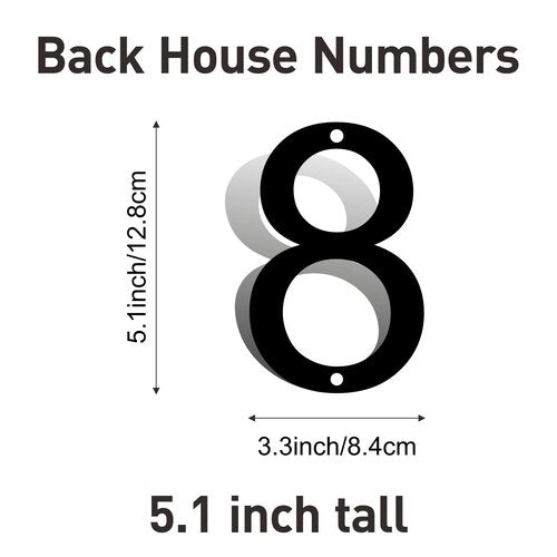 5 InchStainless Steel House Numbers, Metal Address Numbers and Letters, Black Door Mailbox Number, House Address Letter and Number for Office Home Farm Outside (Alloy number 8)