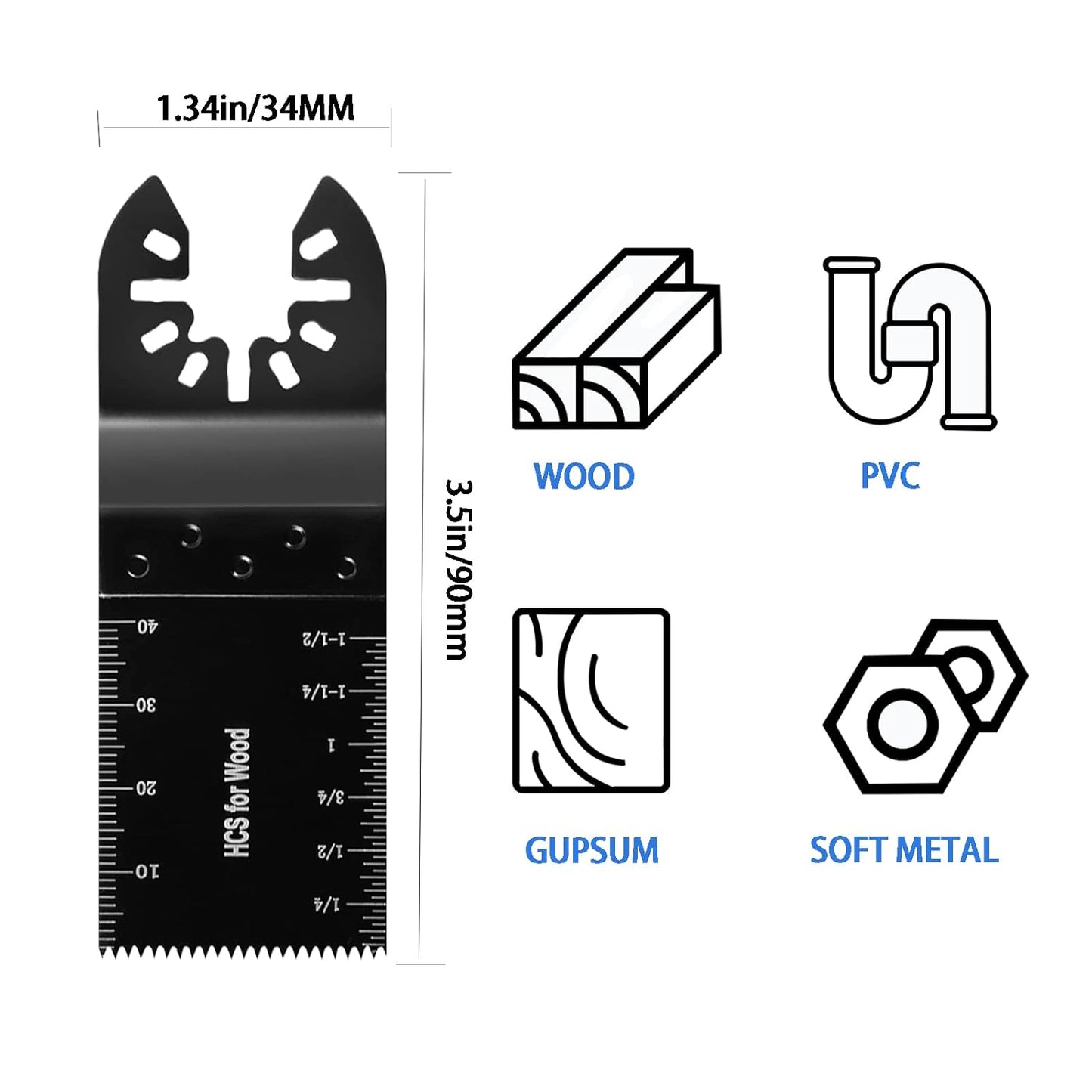 55 PCS Oscillating Saw Blades Quick Release Universal oscillating Tool Blades Wood Plastics and Metal Multitool Blade Kits for Wood fit Dewalt Rockwell Milwaukee Makita Ryobi