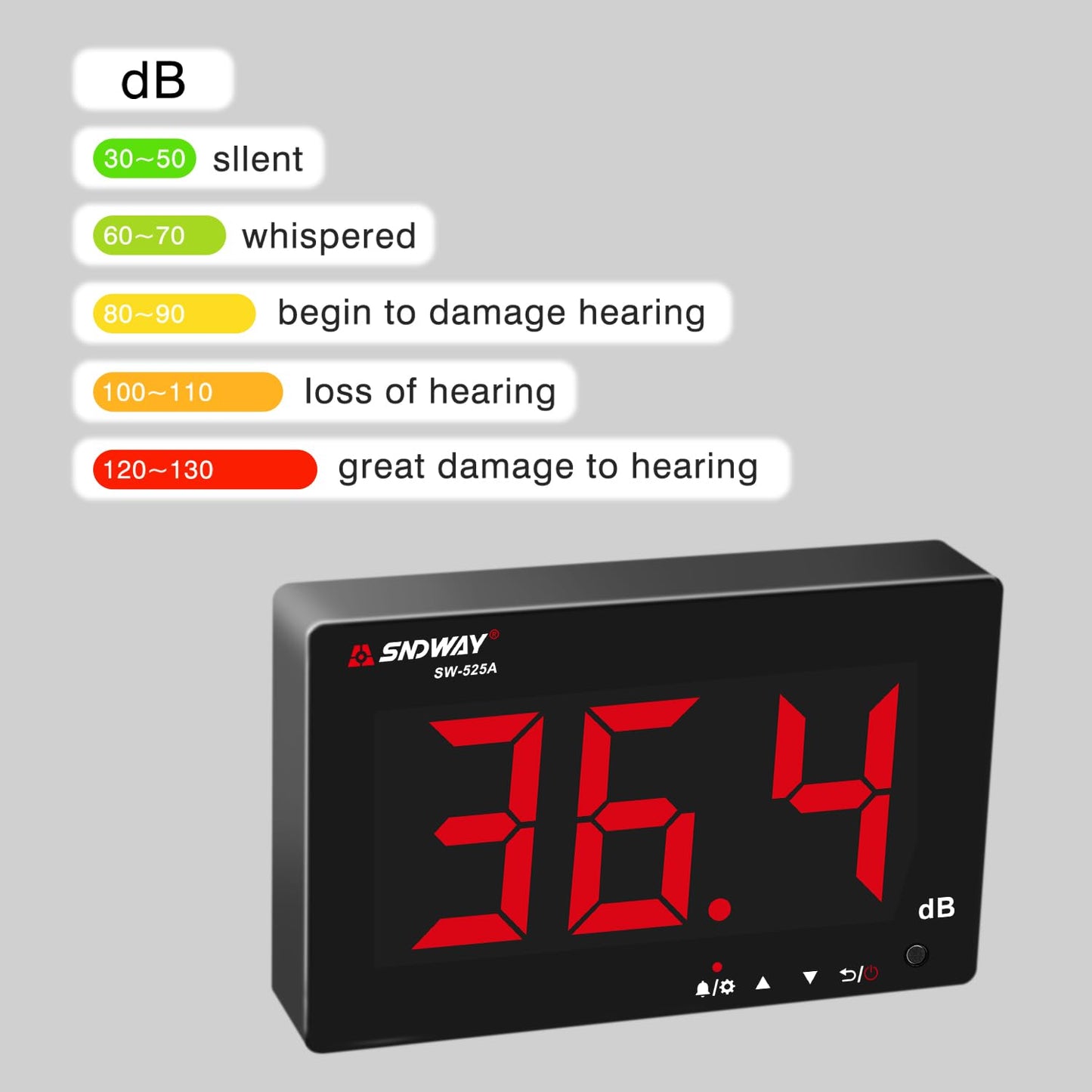 Decibel Meter, Portable SPL Meter (Sound Pressure Level Meter), Digital Noise Meter, Range 30-130dB(A) db Meter, Noise Volume Measuring Instrument, Sound Monitoring Tester (Battery Included) Yellow