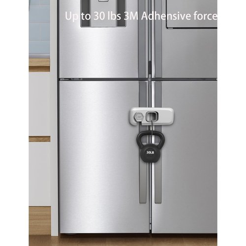 2Pack Child Proof Refrigerator Lock,Fridge Locks for Kids with Sticky Adhesive Pads,Baby Safety Locks for Fridges, Cabinets, Drawers, Double Doors and More (2 Pack)
