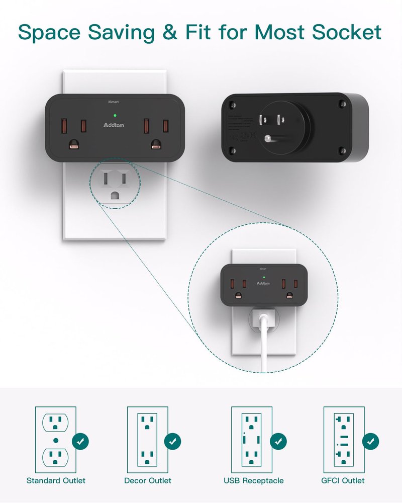 Cruise Ship Essentials, Travel Power Strip - Outlet Extender with 4 AC Outlets 3 USB (2 USB C), No Surge Protector Cruise Approved for Carnival, Royal, Multi Plug Adapter for Cruise Travel Essentials