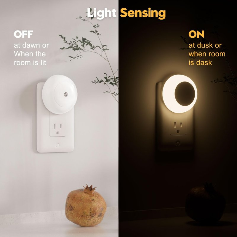 fesnne Night Light, Night Lights Plug into Wall, Dusk to Dawn Sensor Warm White Led Night Light 0.5W, 8 Pack Nightlight for Adults, Bedroom, Bathroom, Hallway, Kitchen