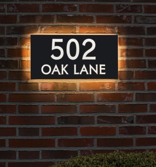 Modern House Number Lighted Plaque Custom LED Backlit House Signs Personalized Address Plaque Metal Acrylic Illuminated House Number