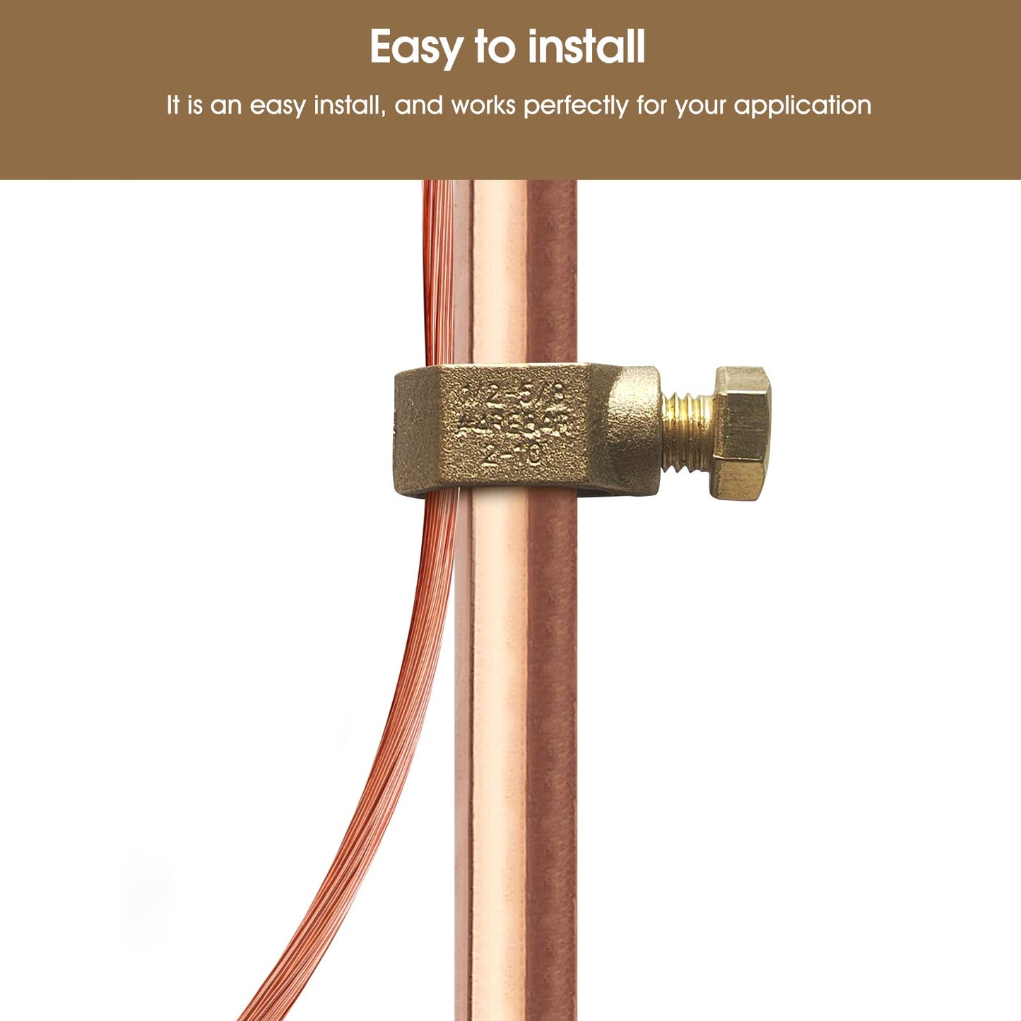 Copper Ground Rod Clamp, Great for 1/2”- 5/8’’ Grounding Rods (2, CP58 (1/2''-5/8''))