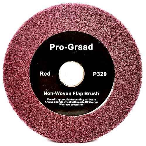 6¡± x 1/2¡± x 1¡± Arbor Red Bench Grinder Polishing Flap Wheel, 320 Grit, Tight Weave, Great for refurbishing Golf Clubs and Metal, Non-Woven Wheel for Copper, Metal, Finishing & Burnishing