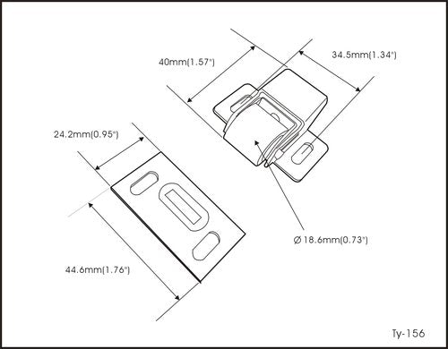 QCAA Heavy Duty Large Jumbo Roller Catch Latch for Closet Doors and Cabinets, Matte Nickel, Made in Taiwan, 2 Pack