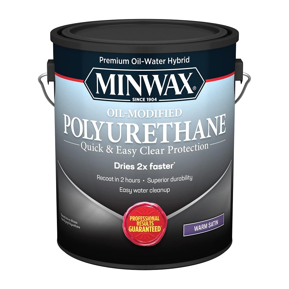 Minwax Water Based Oil-Modified Polyurethane, Warm Satin, Clear, 1 Gallon