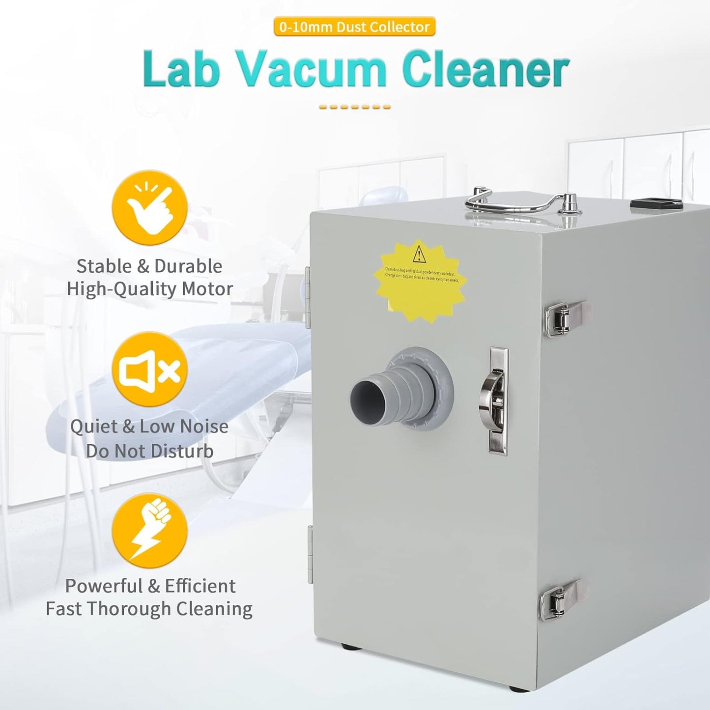 Dental Lab Grinding Vacuum Cleaner Single-Row Digital Dust Collector 110V 370W Silent Vacuum Dust Extractor for Laboratory