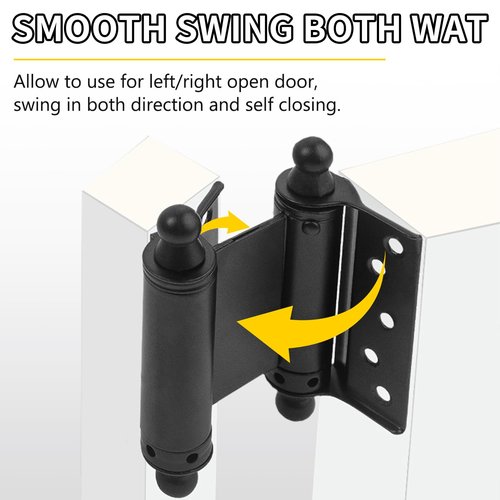 DTRUCTIEW 6" Double Action Spring Hinges, 4 Pack Self Closing Door Hinges for Indoor/Outdoor Saloon Cafe Pub Swinging Doors, Cold Rolled Steel, Including Pins and Screws