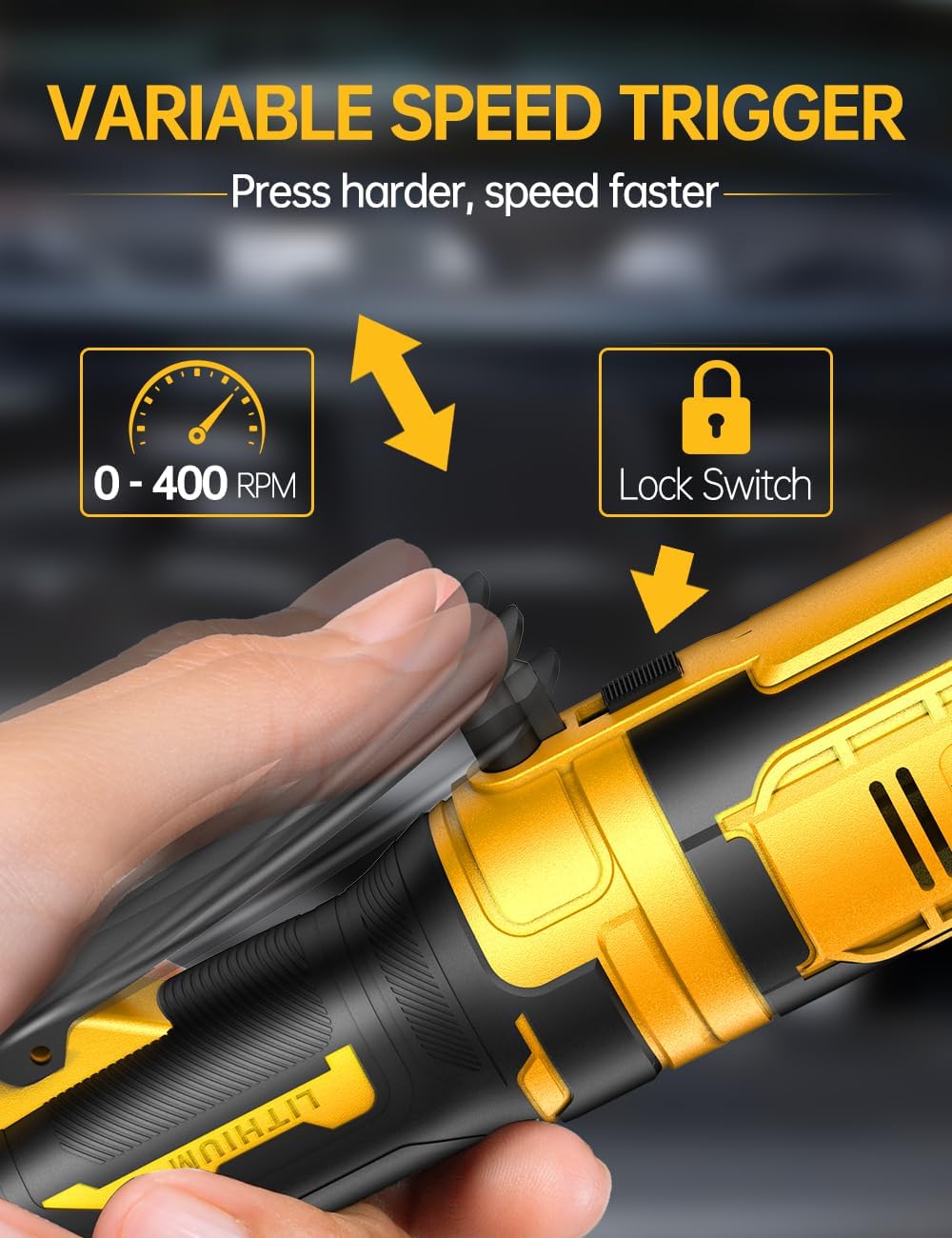 3/8 Inch Cordless Ratchet Wrench, for DEWALT 20V Max Battery, 88Ft-Lbs, 0-400RPM, Electric Ratchet Wrench Set with Variable Speed Trigger, Reinforced Head, R&F Switch, 7 Sockets, 3/8" to 1/4" Adapter