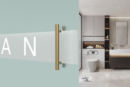 LVYIHAN 12 inch Round Stainless Steel Door Pull Push Handle Double Sided, French Sliding Barn Door Handle, H Shape Home Pull Handles, Gold