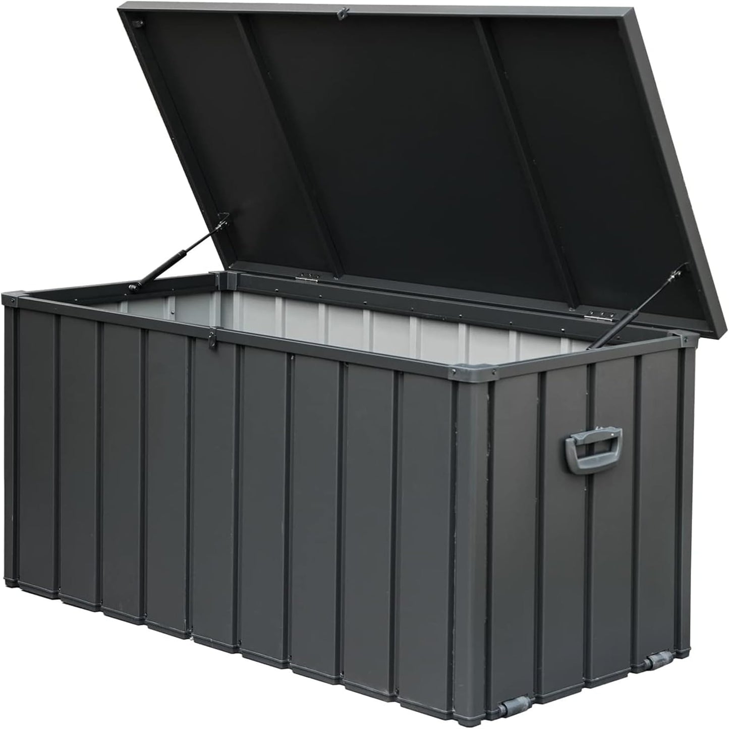 Heavy-Duty Outdoor Metal Storage Box Dark Gray Lockable Water-Resistant Deck Box for Patio Garden Tools Organization Rust-Resistant Outside Storage Box (150 Gallon)