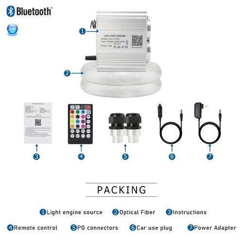 AKEPO Upgraded 16W Dual Head Twinkle Fiber Optic Lights Kit with 750pcs of Mixed Diameter Fibers 9.8ft/3m+Remote, Car Home Use RGBW Twinkle+APP Control+Music Activated Star Ceiling Sky Light