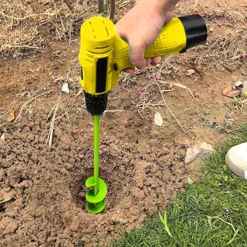 Auger Drill Bit for Planting 1.6"x16.5" Garden Spiral Drill Bit,Heavy-Duty Bulb Auger, Post Hole Digger for 3/8¡± Hex Driver Drill Solid Shaft