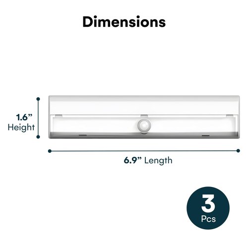 Brilliant Evolution Wireless LED Stair Lights with Motion Sensor - 3-Pack Battery Operated Night Light for Indoor Stairs, Hallways, and Closets - Stick On Motion Lights - 3000K Warm White - 7x2-Inch