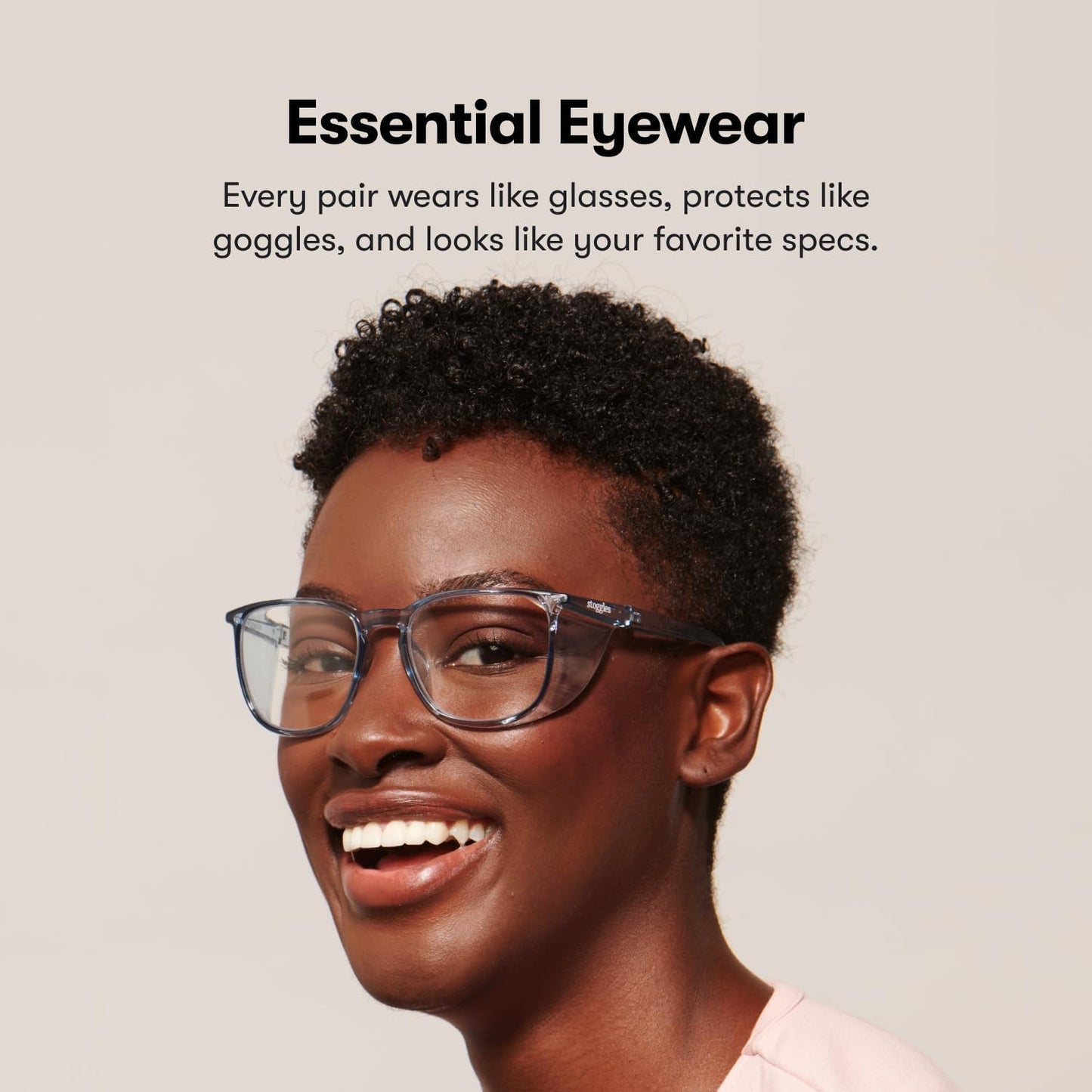 Stoggles Square Z87.1 Certified Polycarbonate Safety Glasses, Scratch & Shatter-Proof, Blue-Light & UV Blocking Lens, Top & Side Shields, Anti-Fog Dip Coated, Durable, Protective & Stylish Eyewear