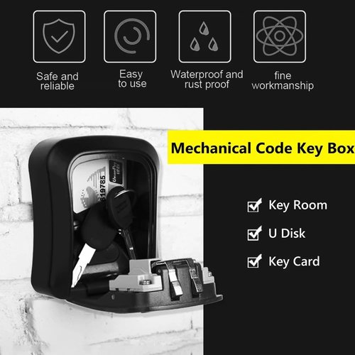 Waterproof Wall-Mounted Key Lock Box with Resettable Combination for Home, Real Estate, and Outdoor Use