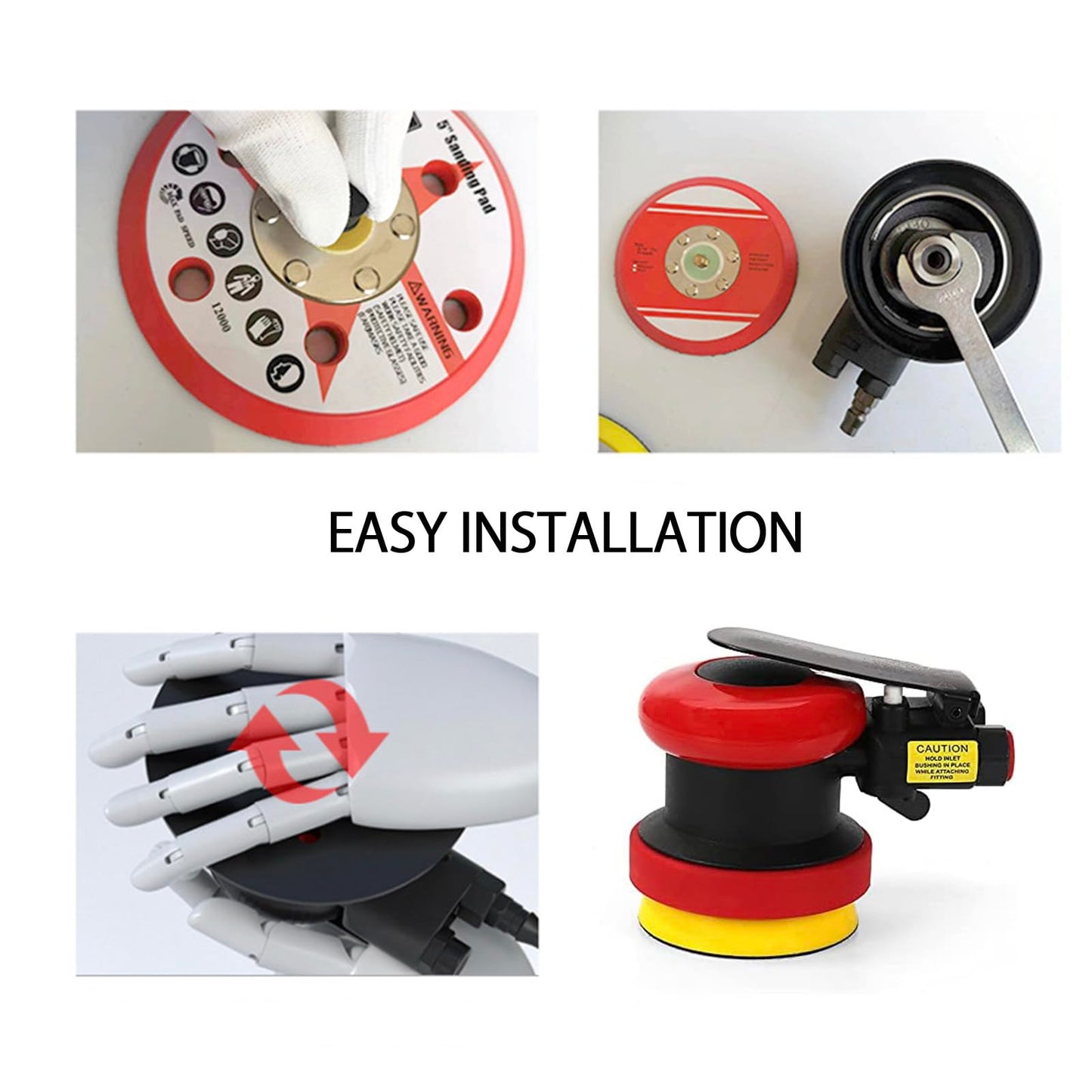 Finishing Pneumatic Sander Tool, 3 Inch 12000RPM Random Orbital Sander, Air Sander for Corner, Palm Sander for Wood, Composites, Metal Polishing, Grinding
