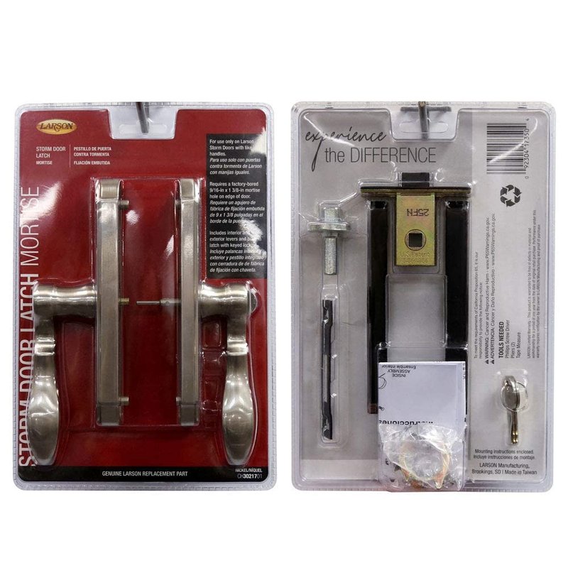 Larson Certified Storm Door M2 Mortise Brushed Nickel Handle Set, Storm Door Handle Replacement with Keyed Deadbolt