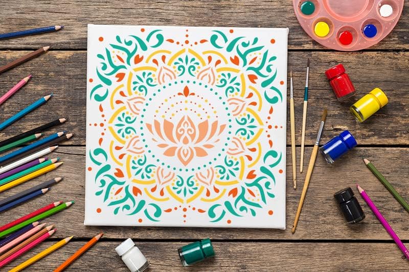 Mandala Stencils for Painting on Wood Wall Floor Furniture Tile Fabric, Small Rangoli Stencils Rock Painting Stencils for Home Decor (4 inch)