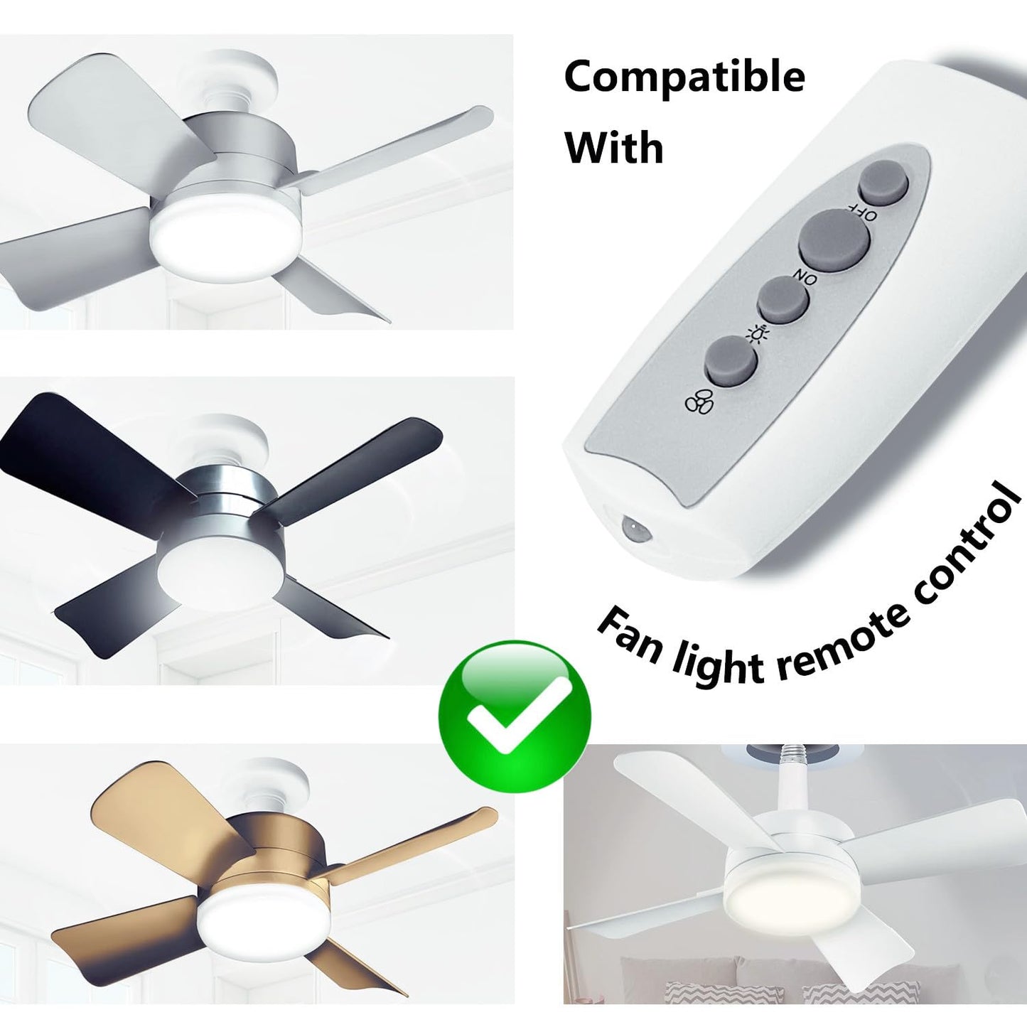 AOERUOW Replacement Remote Control Compatible with Bell+Howell Socket Ceiling Fan Light