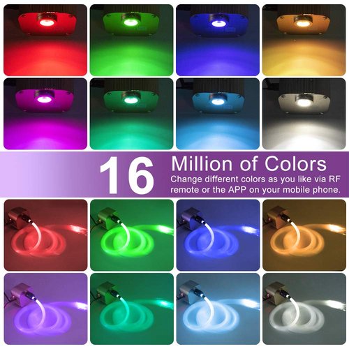 AKEPO 16W RGBW Twinkle Fiber Optic Lights Music + APP Control Star Ceiling Light Kit for Car & Home, RGBW LED Light Engine Driver with Optical Fiber Cable 550pcs 13.1ft/4m 0.75mm + Remote