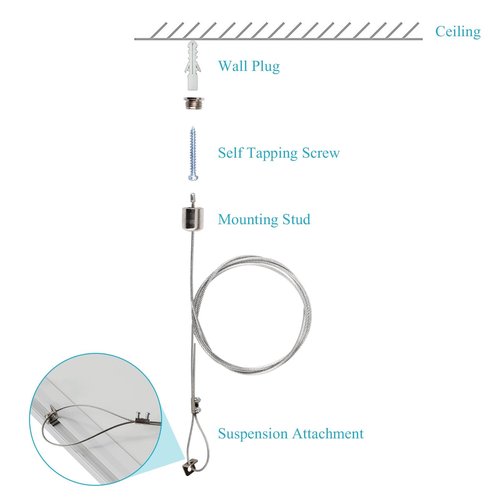 OTTFF 8 Pack Ceiling Light Fixtures Suspension Cables Kit Fitting, Steel Hanging Chains Adjustable Trim Length, 3.2 ft for LED Panel Light Aquarium Lights Pendant Lighting