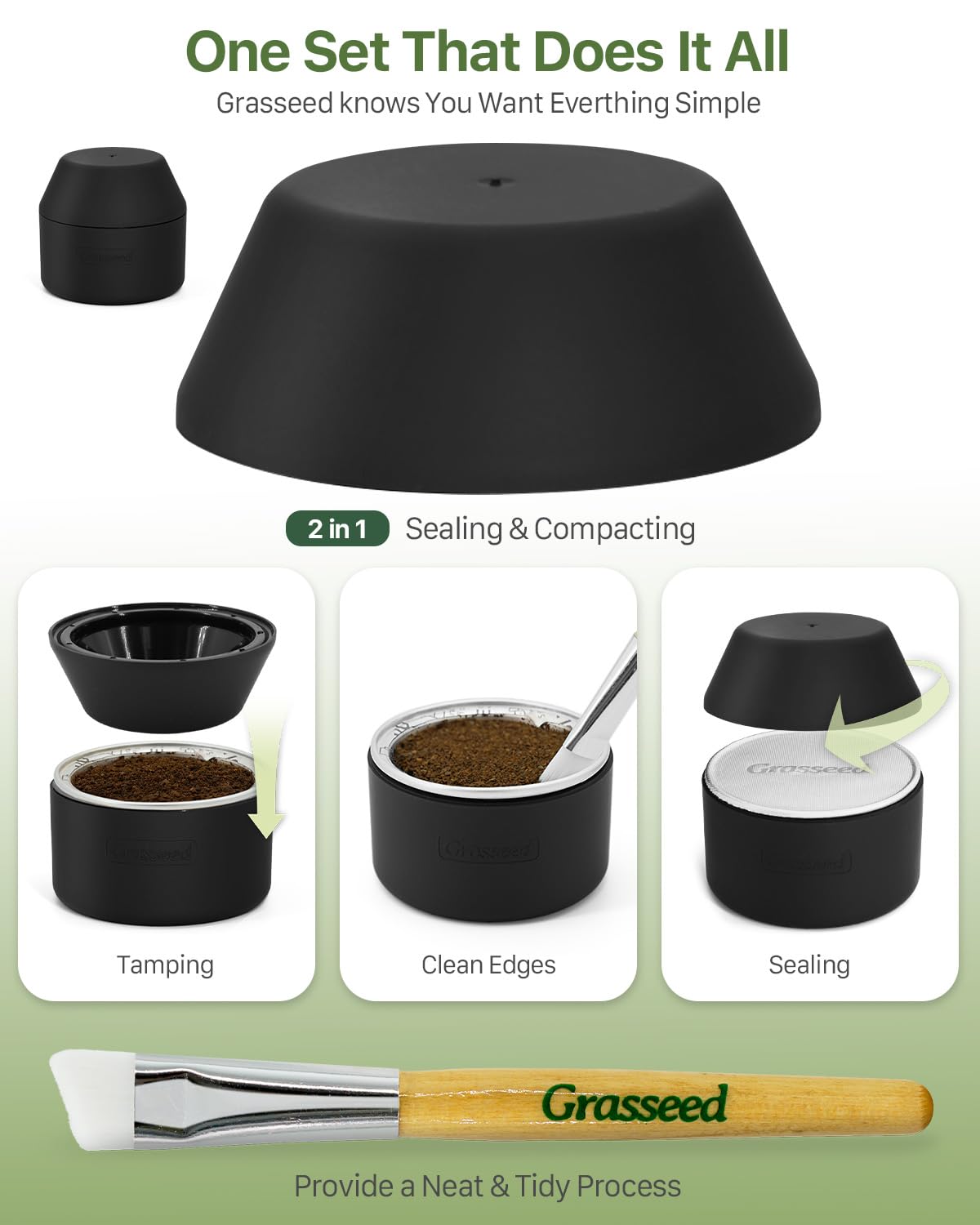 Grasseed Reusable VertuoLine Capsule Kit for Nespresso Pods with 100Pcs Aluminum Foil Seals Lids, Refillable Coffee Pods for VertuoLine to Refill Pods