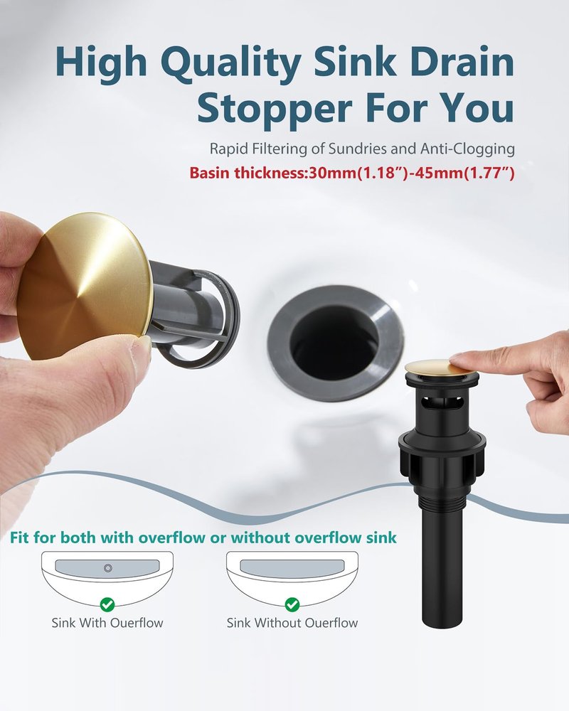 Aolemi 3 Hole Bathroom Faucet, 8 Inch Widespread Waterfall Sink Faucet, 2 Handle Vanity Faucet with Pop Up Drain and Supply Lines, Brushed Gold