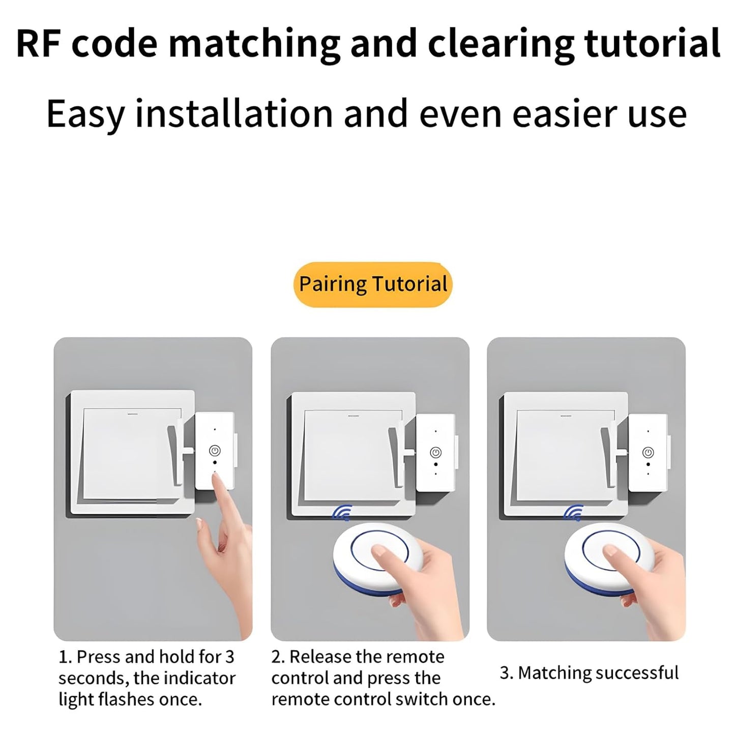 Intelligent Remote Control Switchs, Smart Light Switch with Remote, Single Pole One-Way Wall Switch, Smart Life & Remote Control, Neutral Wire Required, No Hub Needed (1 Pcs)