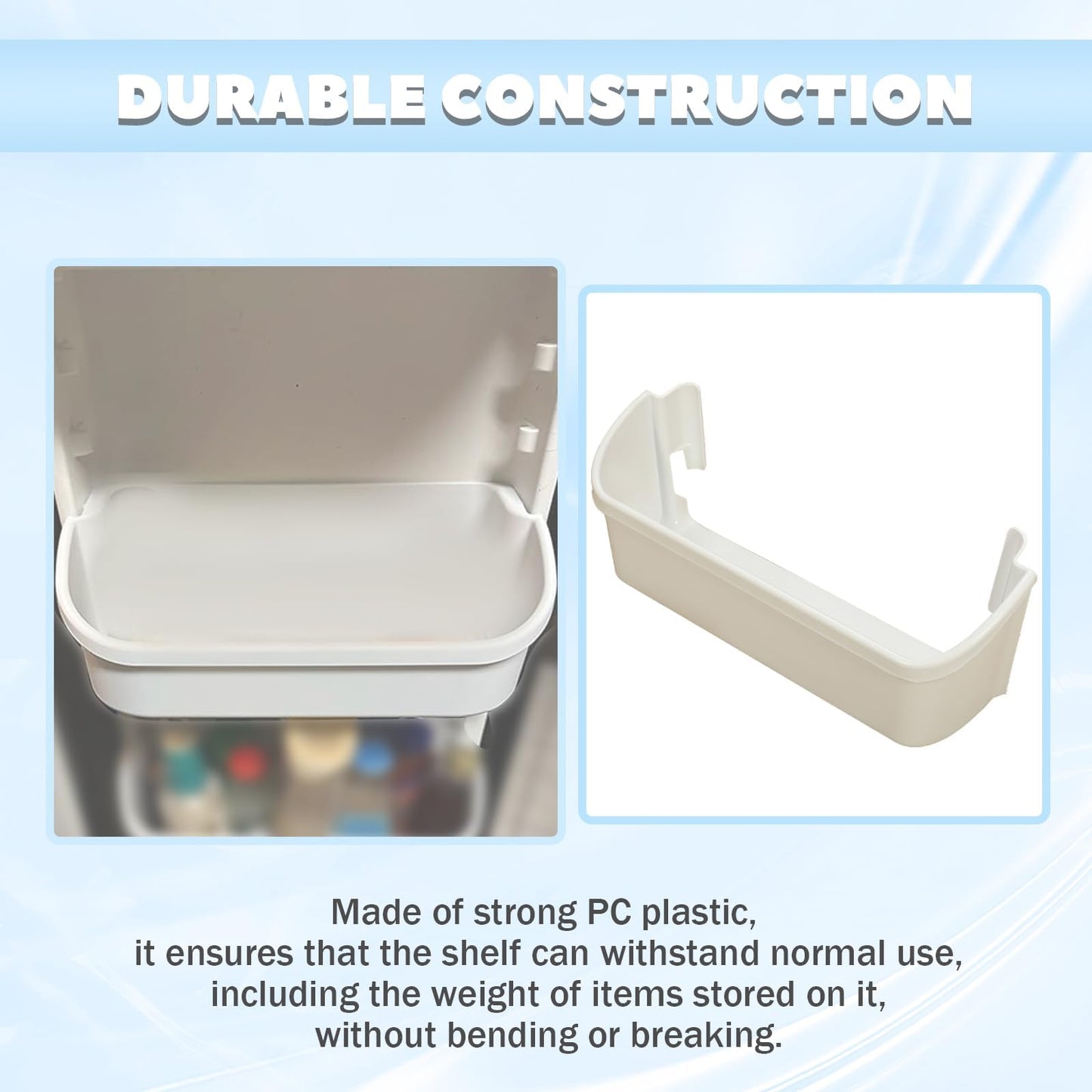 HECASA 240323001 Refrigerator Door Shelf Compatible with Frigidaire Kenmore Refrigerator Door Bin Replacement for 240323007, 890954, EA429724, PS429724 only 1PC - White