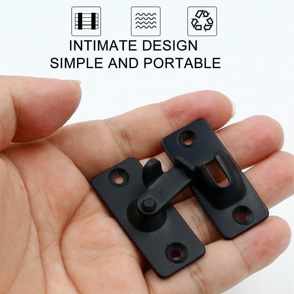 Flip Door Sliding Latch, 90 Degree Stainless Steel Latch, Safety Door Lock, Right Angle Curved Door with Buckle, for Sliding Door, Bathrooms, Cabinets, Drawers