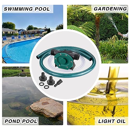 Green Self-Priming Water & Oil Transfer Pump Kit for Drills - TRUPOW