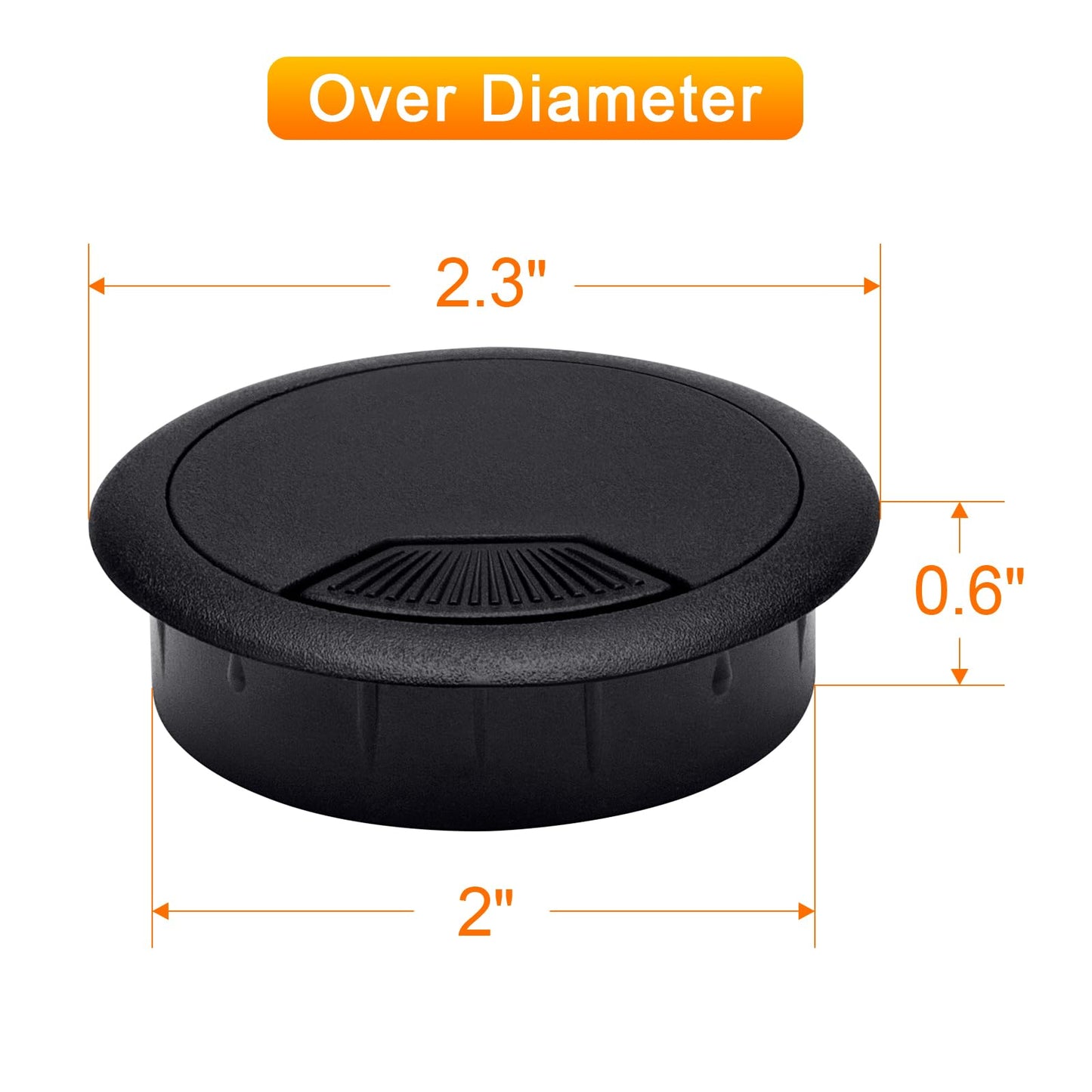 2 Inch Desk Cord Grommet 12PCS - Plastic Desk Hole Cover, Wire Cord Cable Grommets Hole Cover for Organized Office and Home Table Cable-Black