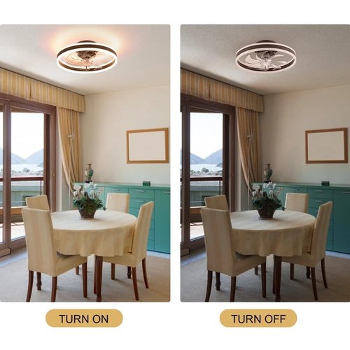 SpaceBovae Modern Ceiling Fans with Lights, Flush Mount Ceiling Fan with Dimmable Light and Remote,3-Speed Wind Low Profile Ceiling Fan with Light for Bedroom,Living Room,Home
