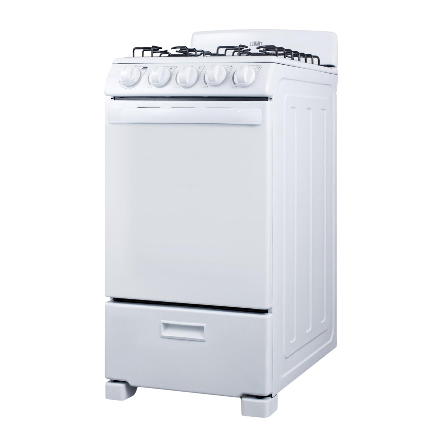 Summit 20” Gas Range, 4 Burners, Full 2.3 cu.ft Oven - (ADA Compliant) - RG200WS