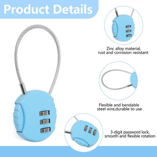 Moxweyeni 8 Pack Combination Lock 3 Digit Small Combo Luggage Number Cable Padlock Outdoor Waterproof Resettable Lock for School Gym Locker Travel Backpack Suitcase Storage (Multi Color)