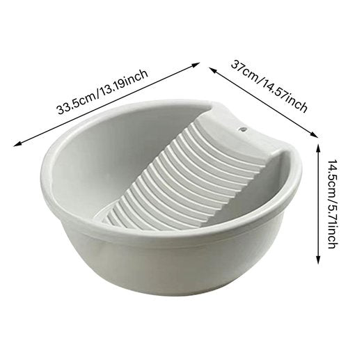 Washboard ๐ฝ๐๐จ๐๐ฃ for Hand Washing Clothes, Plastic Washtub with Built-in Washboard, Non-Slip Design for Delicate Laundry, Ideal for Home, Dorm, Camping & Travel Use (Grey)