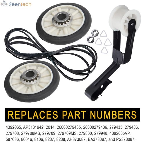 Seentech 4392065 Dryer Repair Kit With 349241T Drum Roller Kit, 691366 Idler Pulley 341241 Belt by Seentech - Exact fit for Whirlpool & Kenmore Dryers - Replaces AP3131942 AP3098345 AP6010582 WP691366