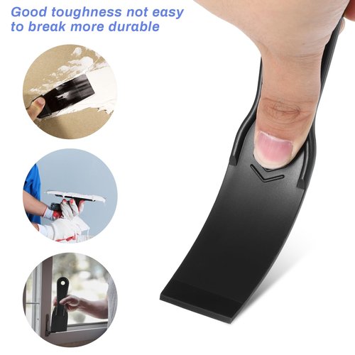 LIQWEI 6 Pcs Plastic Putty Knife, Flexible Paint Scraper Tool, Black Spackle Tool Puttys Knifes Set for Repairing Walls, Pasting Plaster, Scraping Putty Plastic Puttys Knife Scraper
